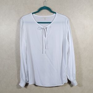 12525 FINAL PRICE Side Stitch white long sleeve poet blouse L